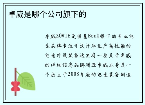 卓威是哪个公司旗下的