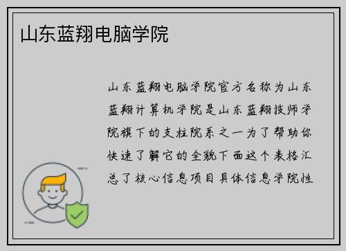 山东蓝翔电脑学院